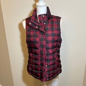 GAP Red and Black Buffalo Plaid Puffer Vest